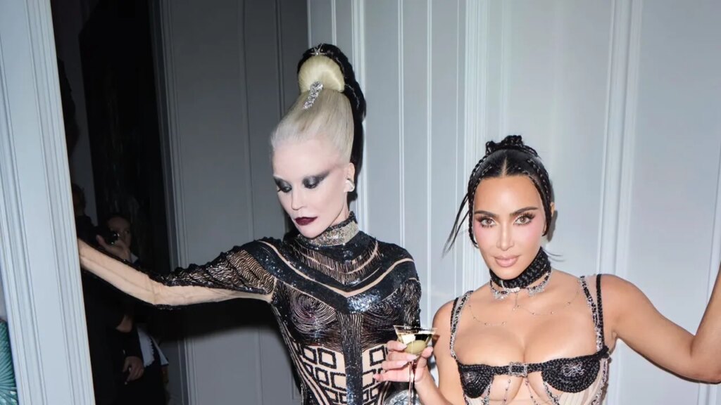 Kim Kardashian Wears a Bra Made of Hair—and Not Much Else