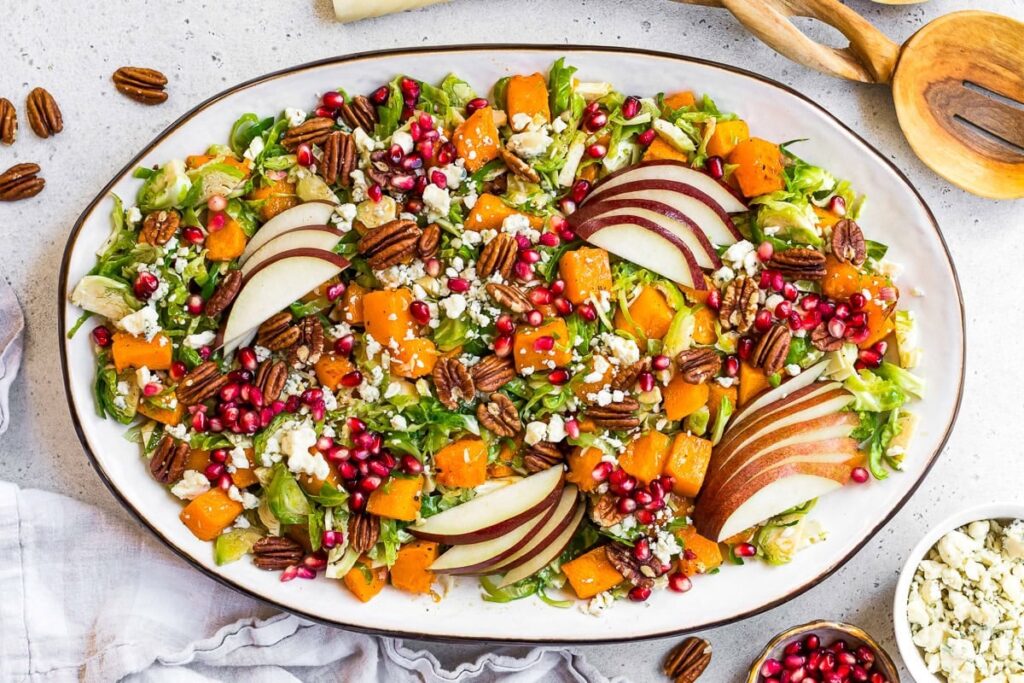 Butternut Squash Salad with Shaved Brussels Sprouts and Pears